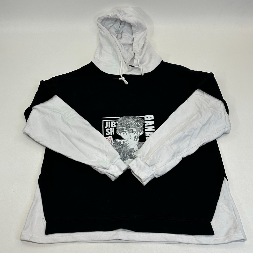 Anime Hanako Kun Hoodie Black White Two-Tone Pullover Sweatshirt Size XL - Picture 3 of 6